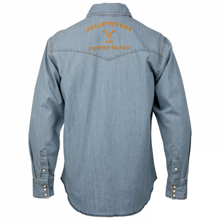 Yellowstone Dutton Ranch Logo Light Wash Denim Shirt
